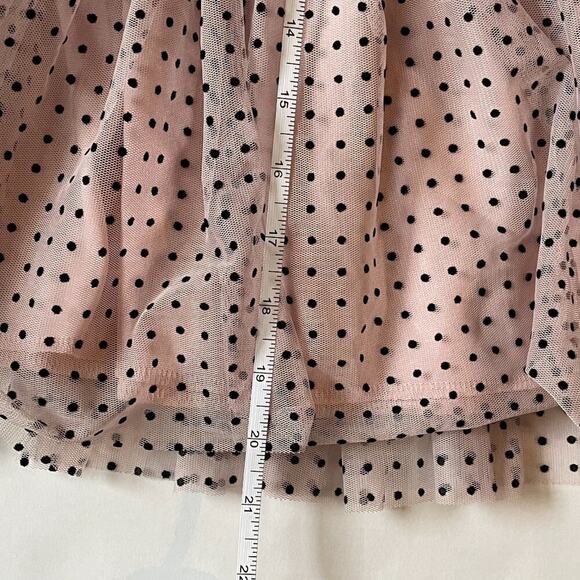 Black & Pink Polka Dot, Flower, Rose, Tulle, Sleeveless, Collared, Party Dress - Picture 11 of 11